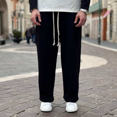 Pantalone tuta garzata gamba larga nero - FLAG STORE